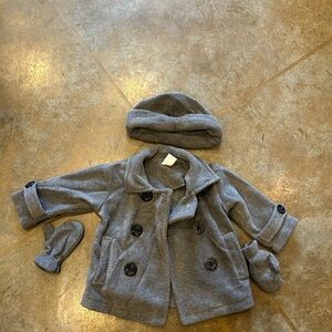18 months Stylish Gray Kids Coat Set matching gloves and hat